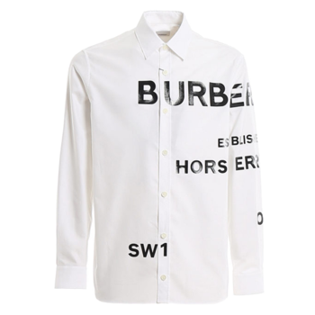 【BURBERRY LONDON ENGLAND】ホースフェリープリント コットン オックスフォード オーバーサイズシャツ 8023776